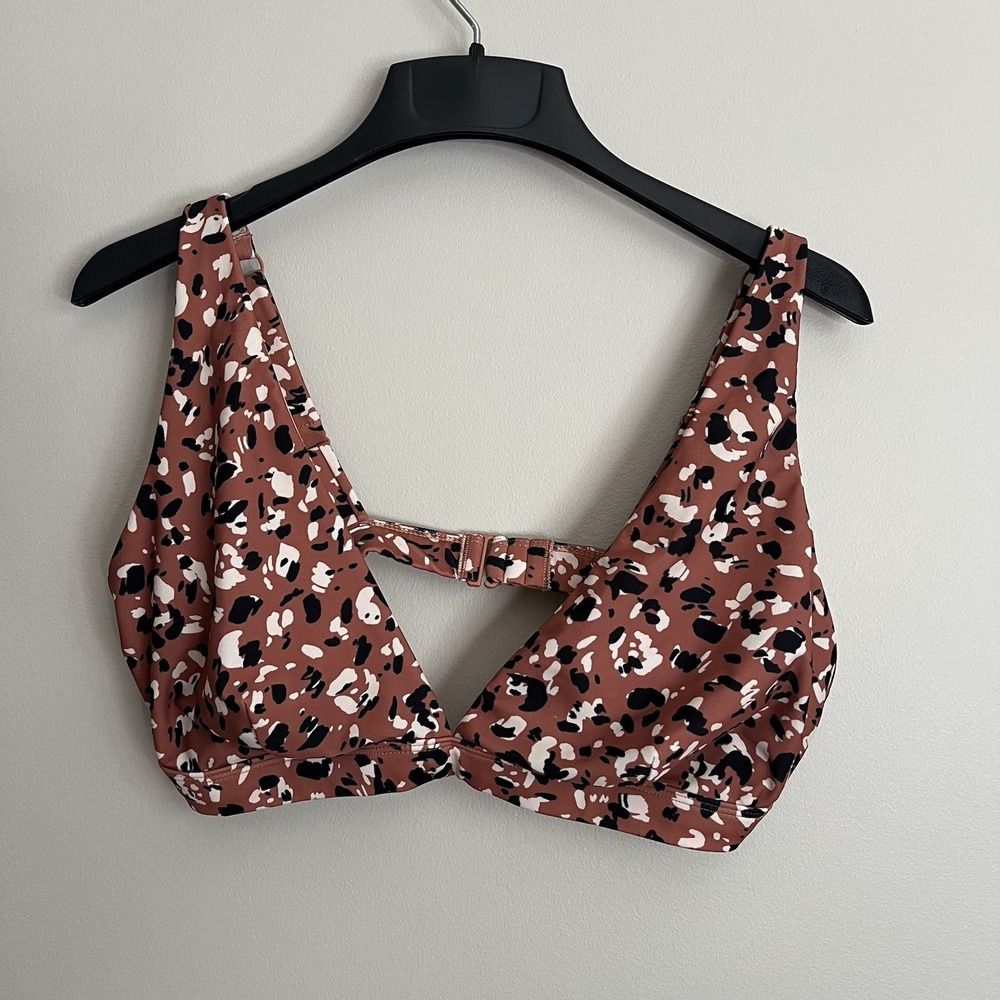 Old Navy Leopard Print Bikini Top XXL D Cup Adjustable Straps Lined